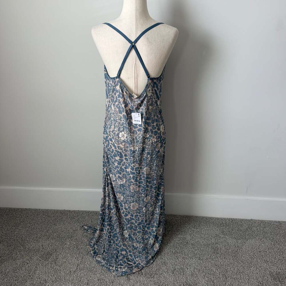 Free People Concrete Jungle Maxi Slip Dress Stone Blue Combo XL - Picture 2 of 4